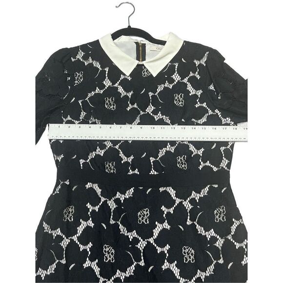 Oasis Womens 3/4 Sleeve Lined Collar Lace Pencil Mini Dress White Black Size 14 - Picture 6 of 7
